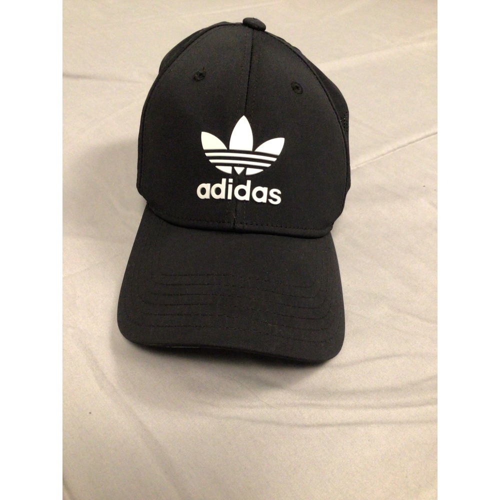 Adidas Baseball Cap Mens One Size Black Trefoil Logo Adjustable Snapback Hat